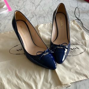 Cobalt blue patent leather Prada pump. New and never worn outside! 3 inch heel